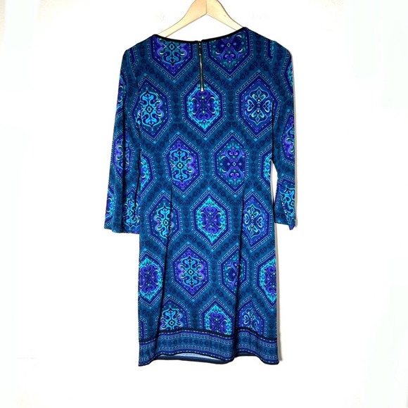 Laundry by Shelli Segal green & purple 3/4 sleeve shift dress size small S B161 - Picture 4 of 4
